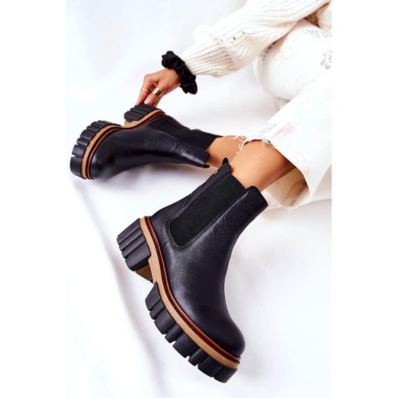 Maciejka Cizme negre de lucru din piele 05312-01 negru 1