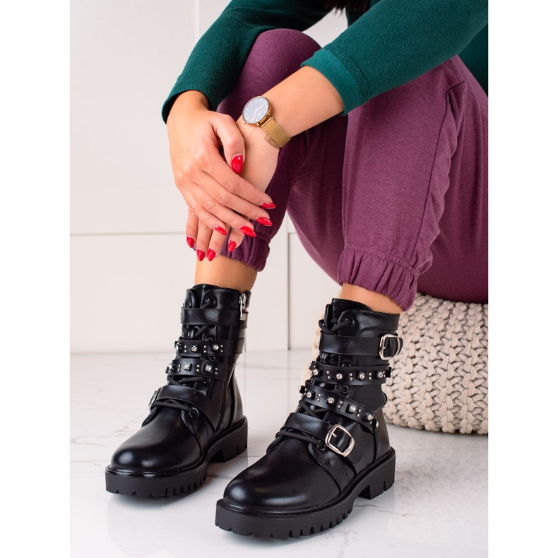 TRENDI Muncitori negri cu pietre de stras negru 1