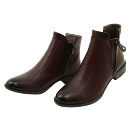 Ghete din piele Daszyński AM65-91 Burgundy negru roșu 2