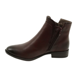 Ghete din piele Daszyński AM65-91 Burgundy negru roșu 1