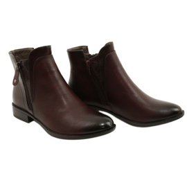 Ghete din piele Daszyński AM65-91 Burgundy negru roșu 5