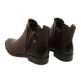 Ghete din piele Daszyński AM65-91 Burgundy negru roșu 4