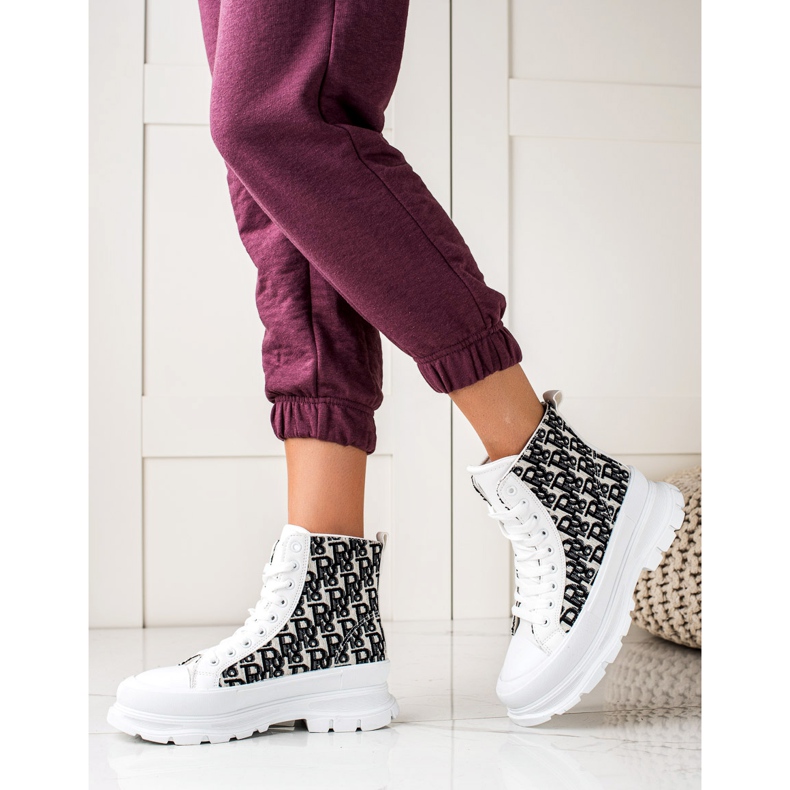 TRENDI Adidași de modă albi negru 1