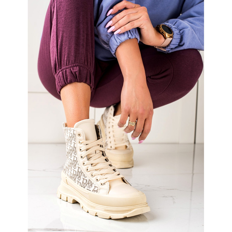 TRENDI Adidași de modă de înaltă culoare bej 2