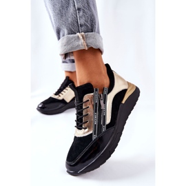 POTOCKI Pantofi sport din piele Adidași Negru Auriu Minor 2