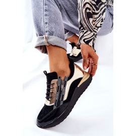 POTOCKI Pantofi sport din piele Adidași Negru Auriu Minor 1