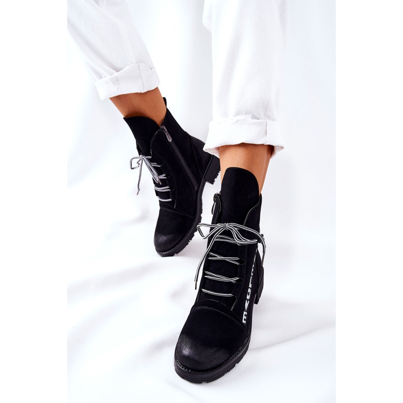 POTOCKI Cizme din piele cu fermoar decorativ negru Lomessa 1