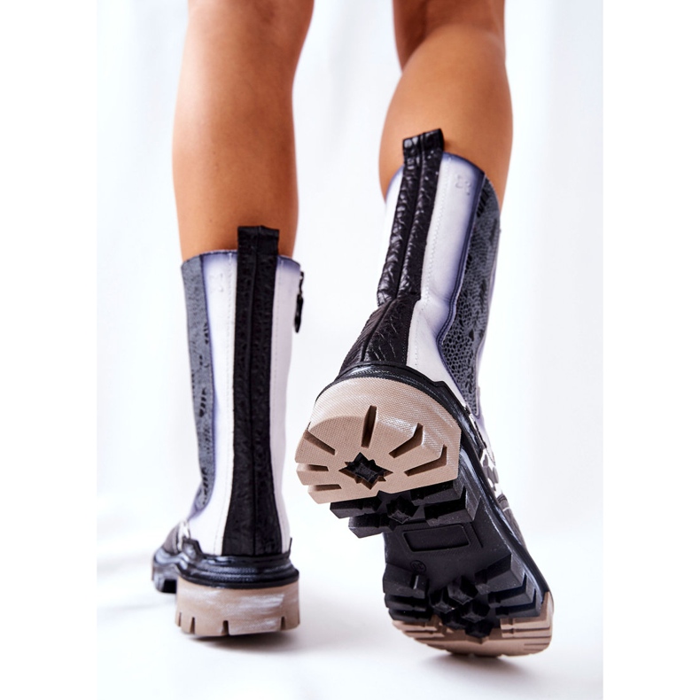 Cizme din piele înaltă Maciejka Negru-Alb 05141-11 1