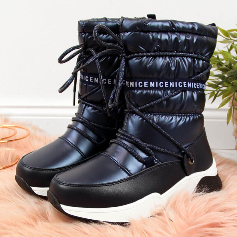 Cizme de zăpadă impermeabile Jr EVE324A bleumarin alb albastru marin 1 Cizme de zăpadă impermeabile Jr EVE324A bleumarin alb albastru marin 1