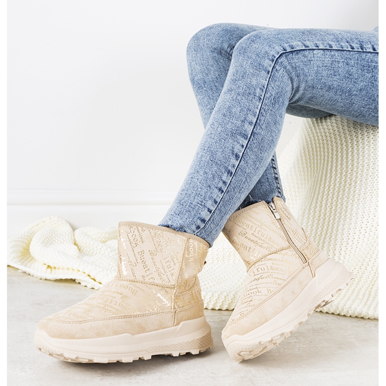 Cizme de zăpadă bej pentru femei, semilună 2