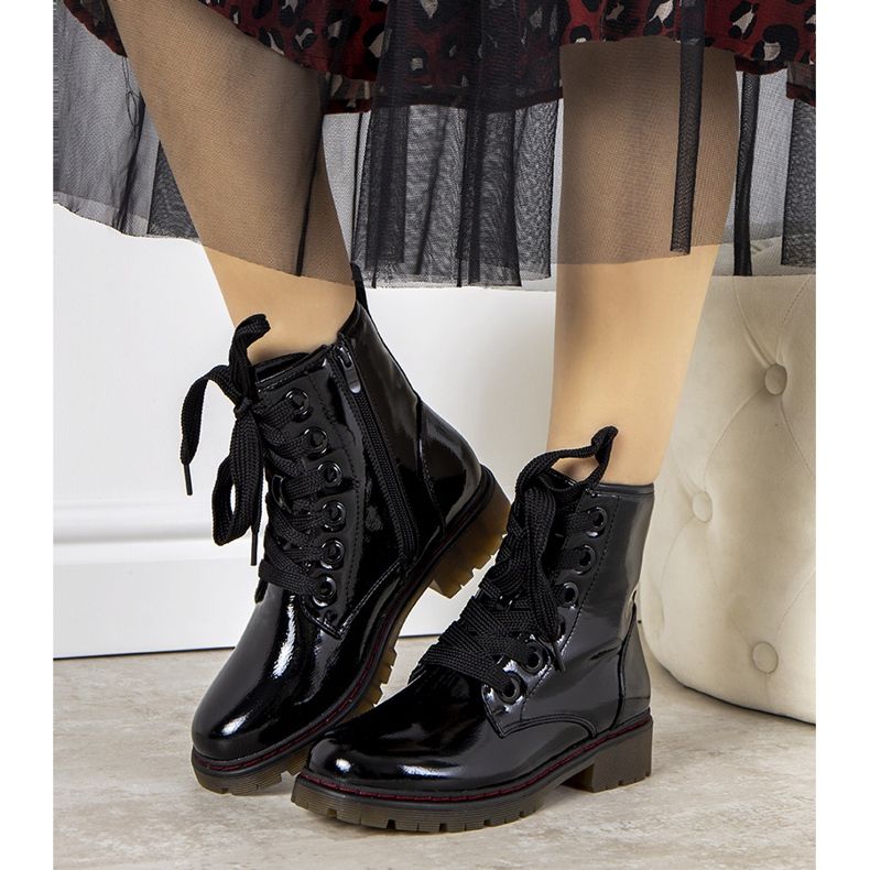 Evento Cizme negre Delphine din piele lacată negru 2