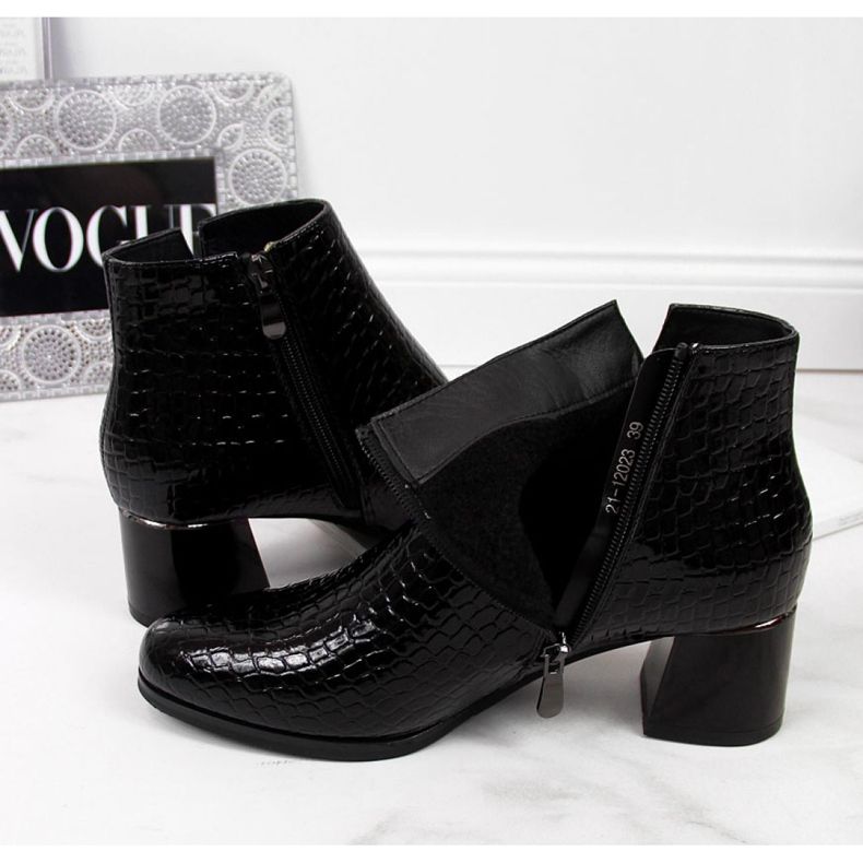 Cizme cu toc înalt cu piele de șarpe Potocki W WOL30A negru 1