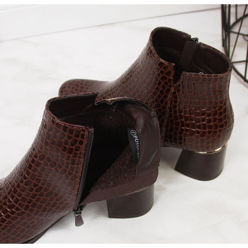 Cizme cu toc înalt cu piele de șarpe Potocki W WOL30B maro 1 Cizme cu toc înalt cu piele de șarpe Potocki W WOL30B maro 1