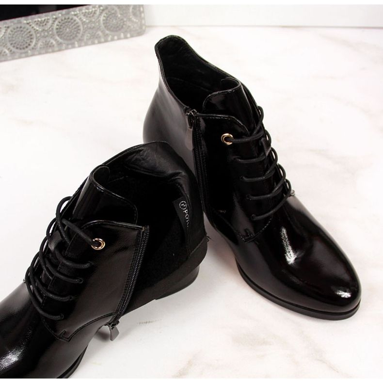 Ghete brevetate cu toc înalt Potocki W WOL32 negru 1 Ghete brevetate cu toc înalt Potocki W WOL32 negru 1