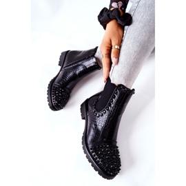 Cizme negre Monah Jodhpur cu jeturi negru 2