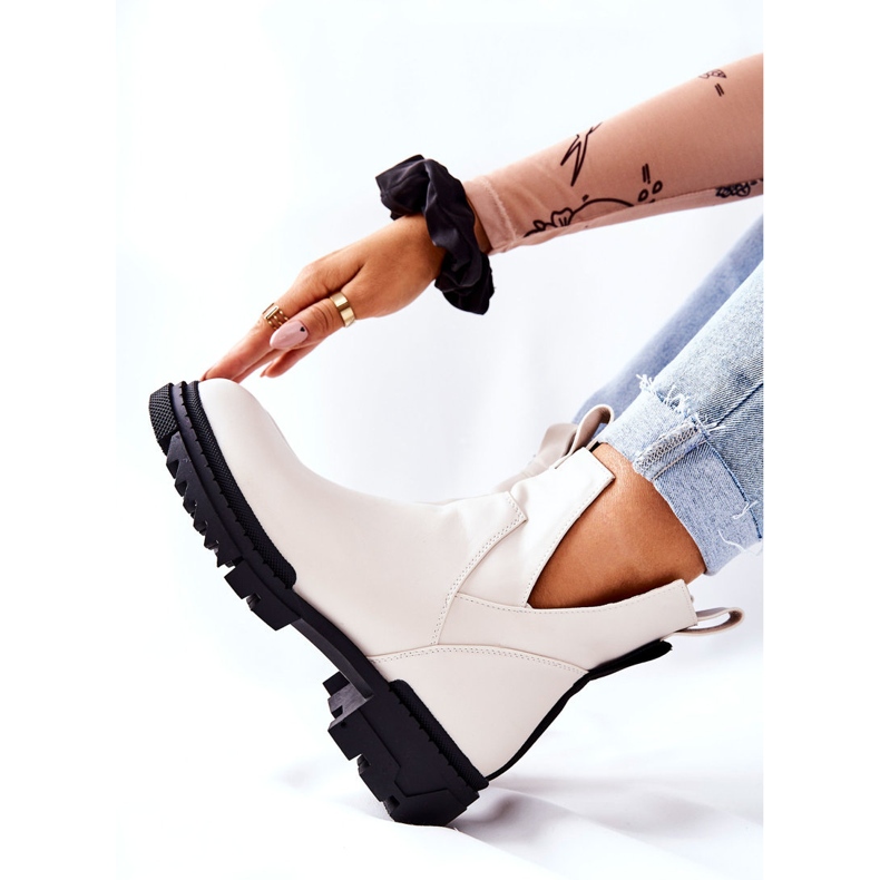 POTOCKI Cizme Corano albe cu tăietură cu fermoar 2