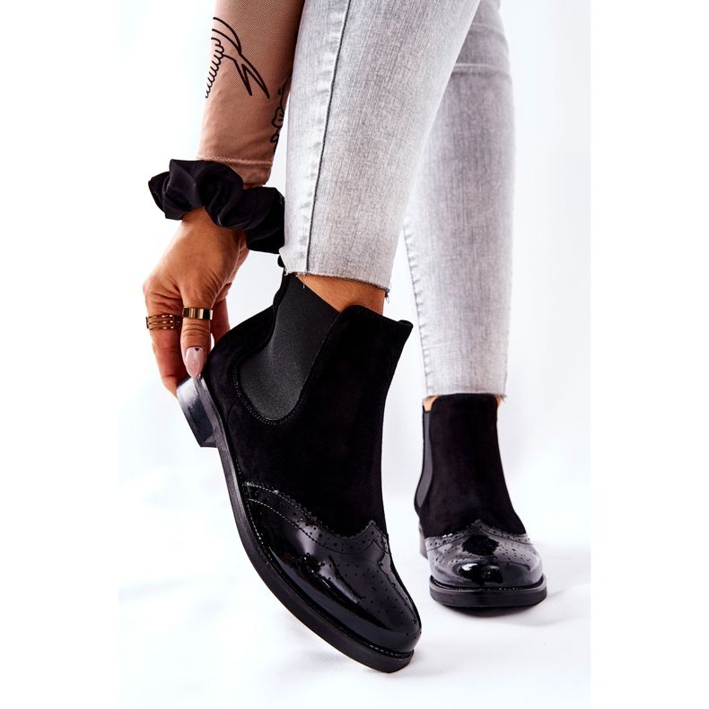 Cizme Slip-On din piele Laura Messi Negru 2096 1