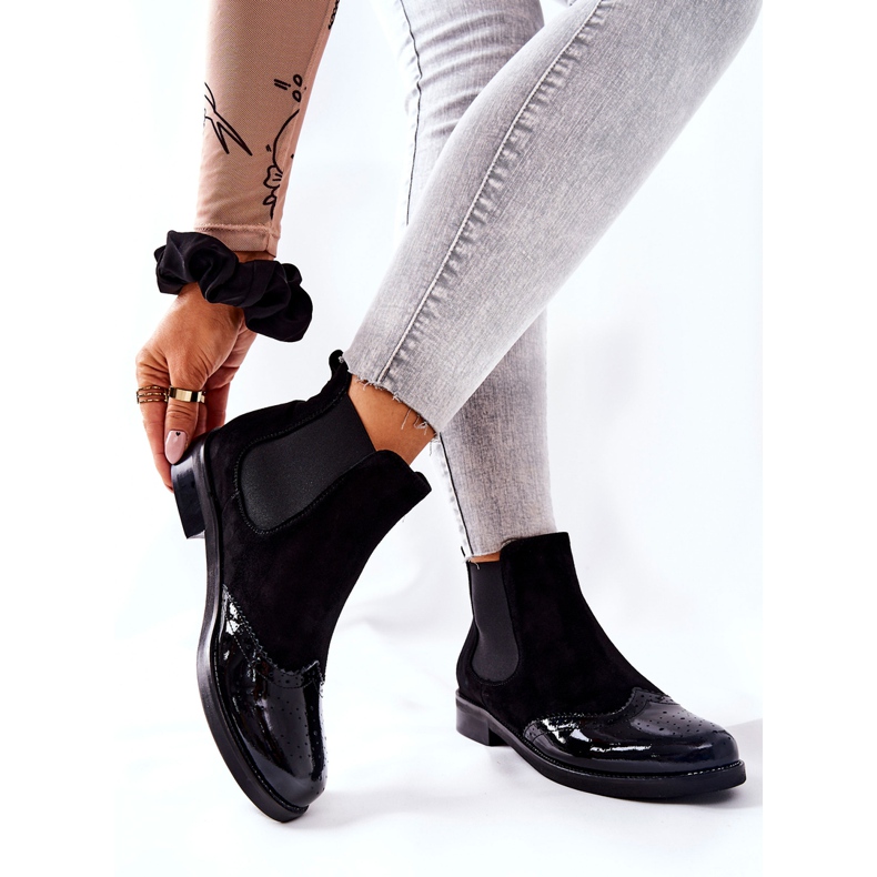 Cizme Slip-On din piele Laura Messi Negru 2096 2