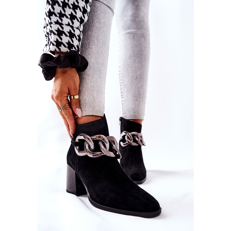 Cizme din piele cu lanț Laura Messi Black 2345 negru 1