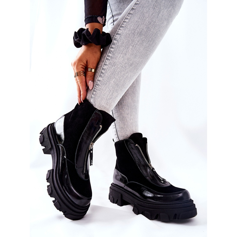 Cizme izolate din piele Laura Messi Black 2371 negru 2