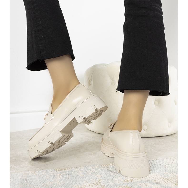 Mocasini bej cu tălpi înalte Anouk de aur 1