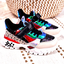 FRROCK Pantofi sport pentru copii cu velcro negru Be Happy bej roșu albastru 4