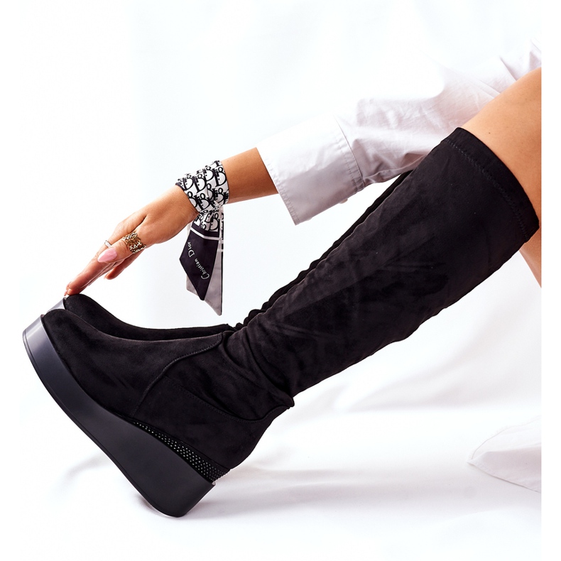 S.Barski Cizme din piele de căprioară S. Barski Celina neagră negru 5