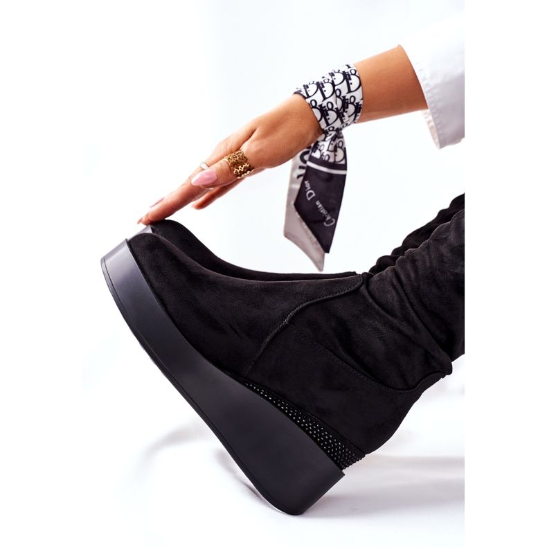 S.Barski Cizme din piele de căprioară S. Barski Celina neagră negru 1