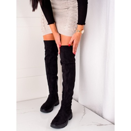 Seastar Cizme înalte pentru coapse din piele de căprioară negru 2