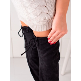 Seastar Cizme înalte pentru coapse din piele de căprioară negru 1