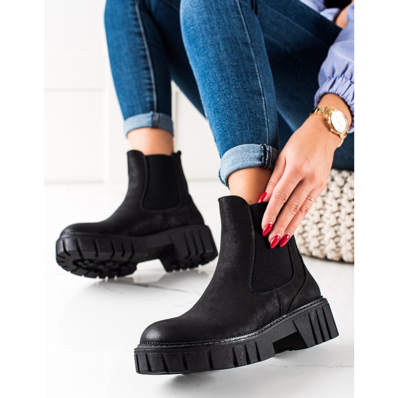 Cizme chelsea din piele ecologică de Sergio Leone negru 1