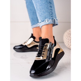 W. Potocki Adidași negri și aurii din piele Potocki negru de aur 1