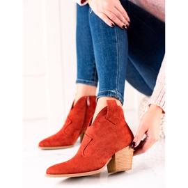 Lucky Shoes Cizme Cowboy din piele de căprioară roșie roșu 2