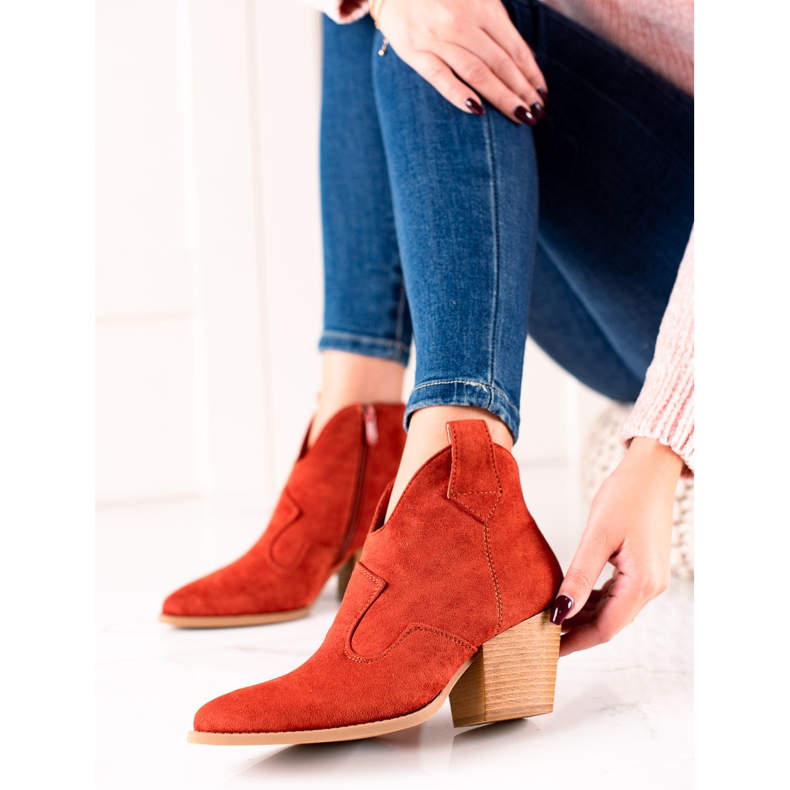 Lucky Shoes Cizme Cowboy din piele de căprioară roșie roșu 2