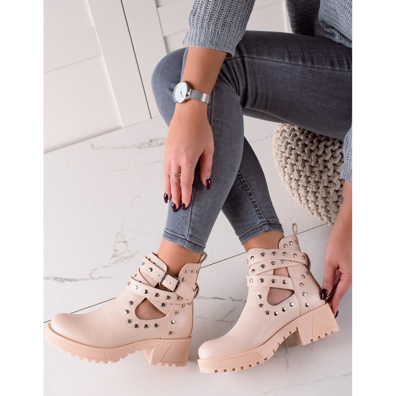 Bestelle Muncitori la modă cu pietre de stras bej 1