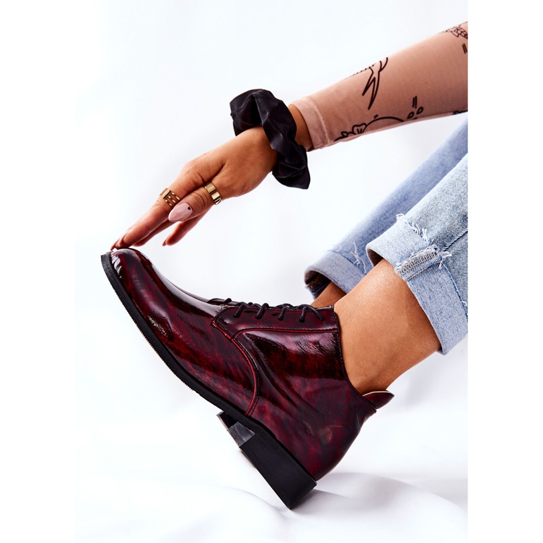 PA2 Încălțăminte din piele, Maniz Burgundy-Negru claret 2