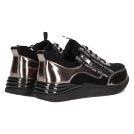 Pantofi sport Filippo DP3149/21 BK GN din piele, nichel închis negru 4