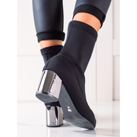 TRENDI Cizme Slip-on cu toc argintiu negru 1