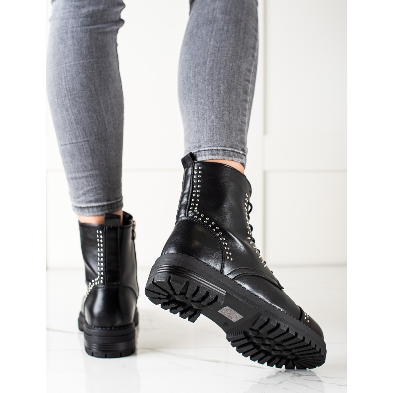 Super Me Cizme clasice Trappers din piele ecologică negru 1