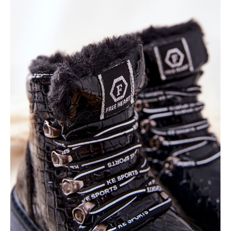 Cizme negre izolate cu blană pentru copii Doreen negru negru 1 Cizme negre izolate cu blană pentru copii Doreen negru negru 1