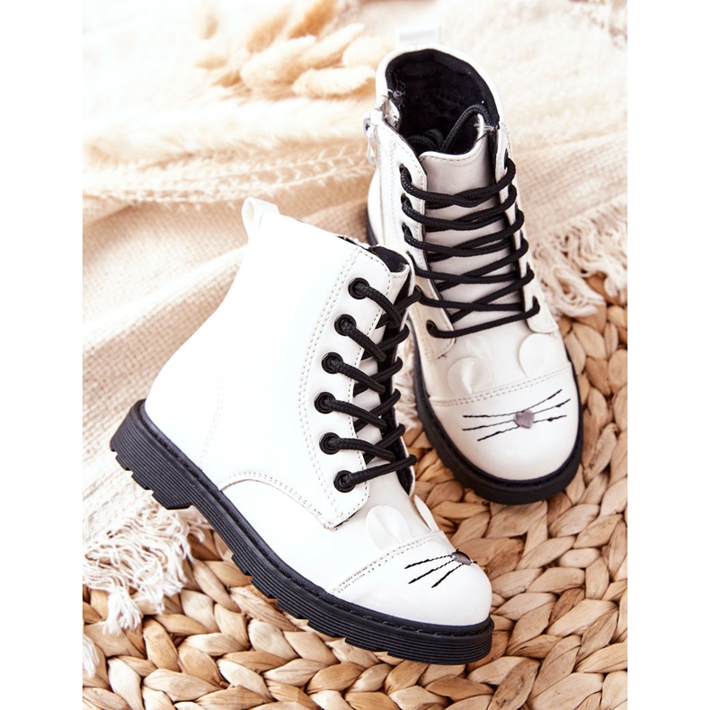 Cizme calde Muncitori pe fermoar Mousie alb 1 Cizme calde Muncitori pe fermoar Mousie alb 1