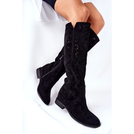 PG1 Cizme deschise pe o pană neagră ascunsă Lara negru 1 PG1 Cizme deschise pe o pană neagră ascunsă Lara negru 1