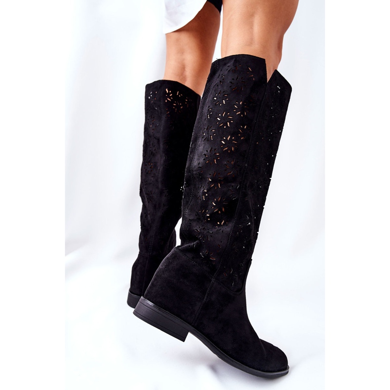 PG1 Cizme deschise pe o pană neagră ascunsă Lara negru 2 PG1 Cizme deschise pe o pană neagră ascunsă Lara negru 2