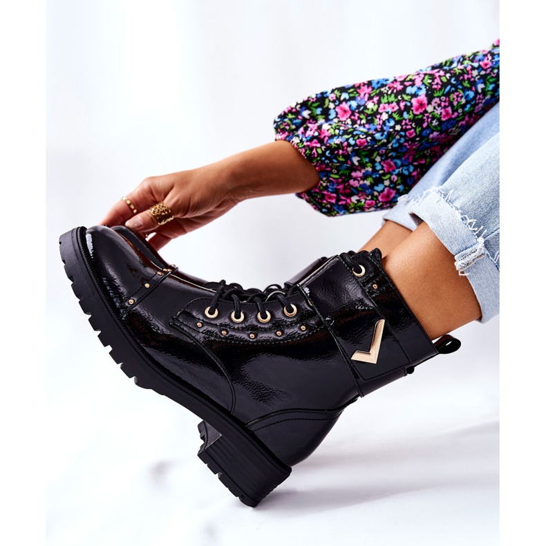 PG1 Cizme Colira negre lăcuite calde negru 2