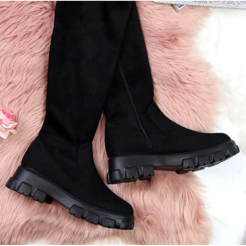 Cizme negre pe platformă Navy Dot W WOL12 negru 2