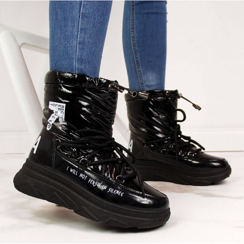 Ghete de zăpadă pe platforma Vinceza W JAN48A neagră negru 1