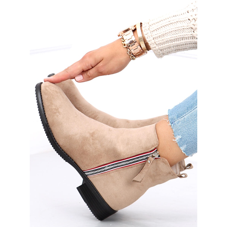 Cizme din piele de căprioară Isabel Kaki bej 1