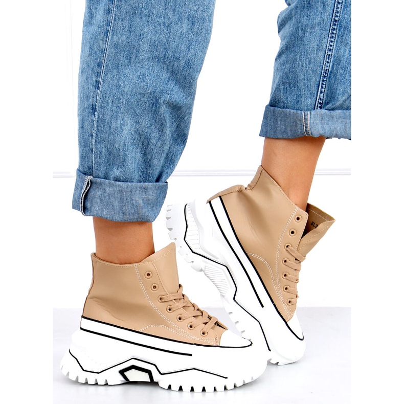 Adidași Corbel Khaki cu talpă înaltă bej kaki 1