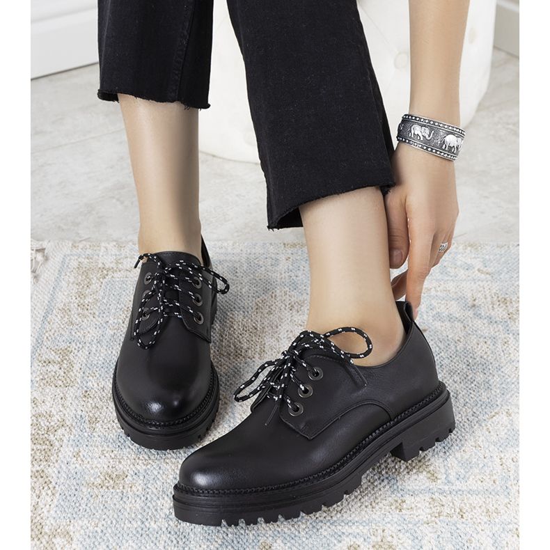 Pantofi negri pe talpă groasă de la Gingras negru 1