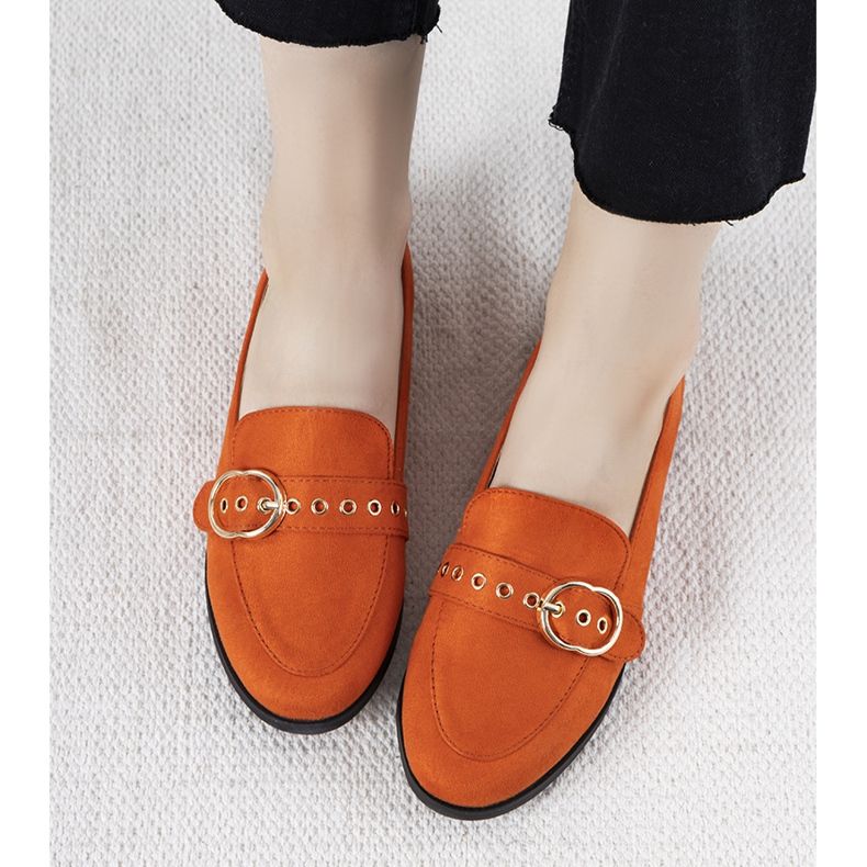 Mocasini portocalii cu decor auriu Verreau portocale 1